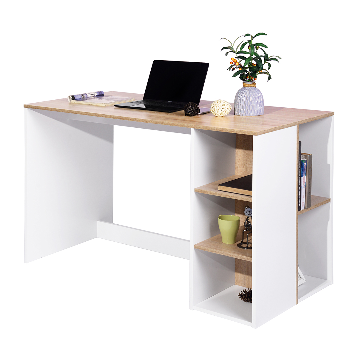 Computer Desk with 5 Storage Shelves Modern Study