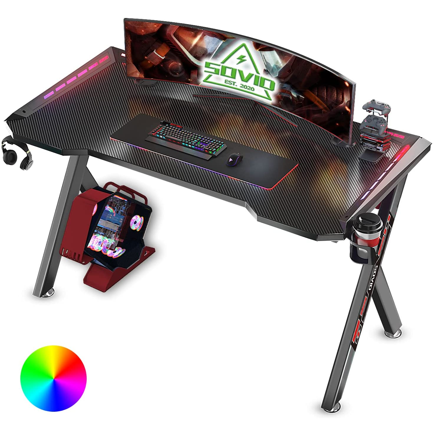 SOViD Gaming Table 47 Inch PC Computer Desk W/ LED RGB